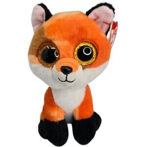 Ty‎ Meadow Fox Beanie Boo Gold Glitter Eyes Forest Stuffed Animal Plush Toy 7"